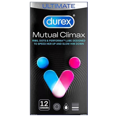 Durex Mutual Climax - Ribbed & Dotted Condoms - 12 Pack